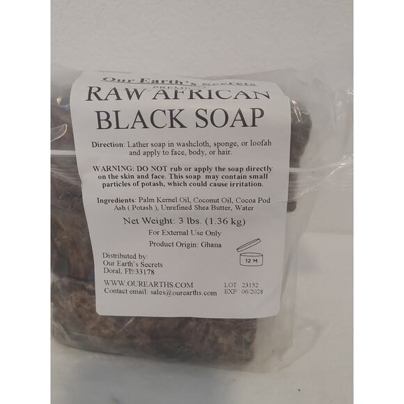 Raw African Black Soap from Ghana 3 Bars 1 Pound Each - Picture 4 of 7